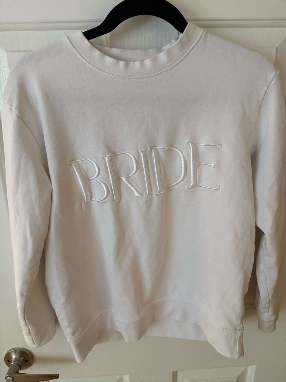 White BRIDE Embroidered Sweatshirt & Sweatpants Set